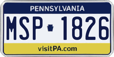 PA license plate MSP1826