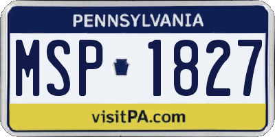 PA license plate MSP1827