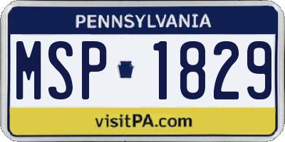 PA license plate MSP1829