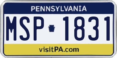 PA license plate MSP1831