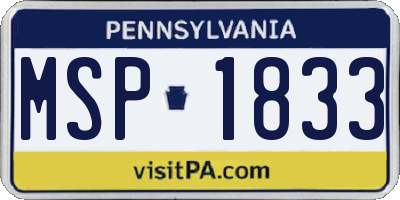 PA license plate MSP1833