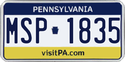 PA license plate MSP1835