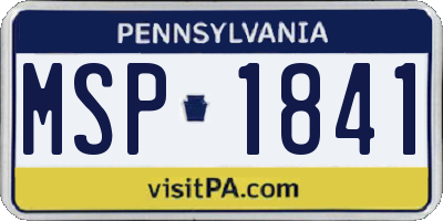 PA license plate MSP1841