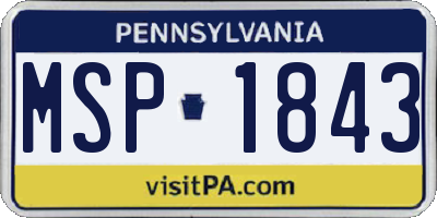 PA license plate MSP1843