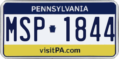 PA license plate MSP1844