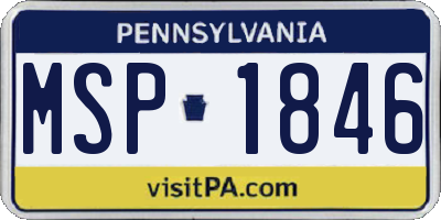 PA license plate MSP1846