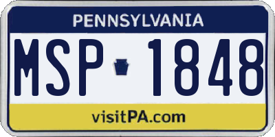 PA license plate MSP1848