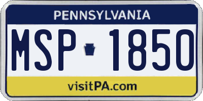 PA license plate MSP1850
