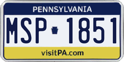 PA license plate MSP1851