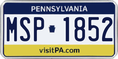 PA license plate MSP1852