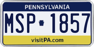 PA license plate MSP1857