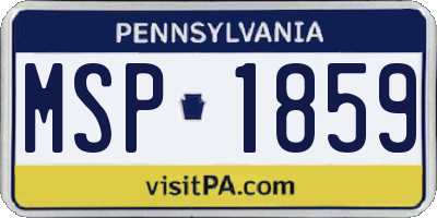 PA license plate MSP1859