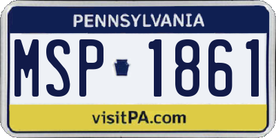 PA license plate MSP1861