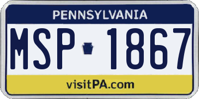 PA license plate MSP1867