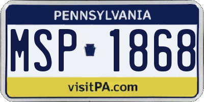 PA license plate MSP1868
