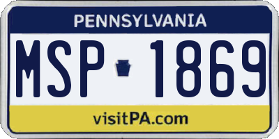 PA license plate MSP1869