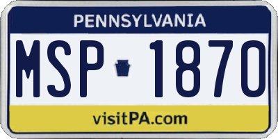 PA license plate MSP1870