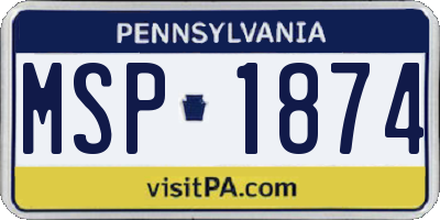 PA license plate MSP1874