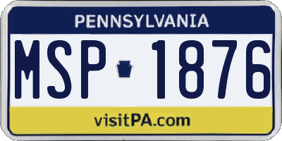 PA license plate MSP1876