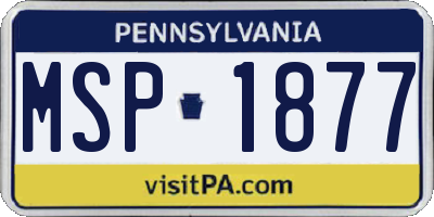 PA license plate MSP1877