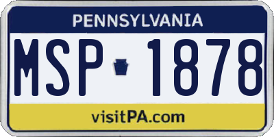 PA license plate MSP1878