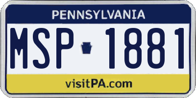 PA license plate MSP1881