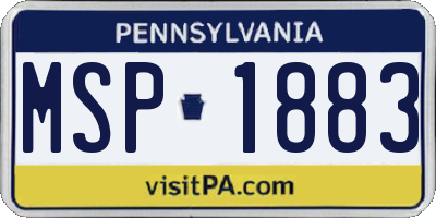 PA license plate MSP1883