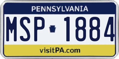 PA license plate MSP1884