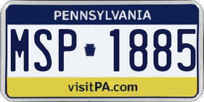 PA license plate MSP1885