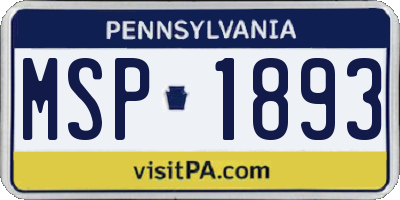 PA license plate MSP1893