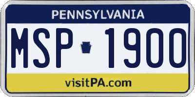 PA license plate MSP1900