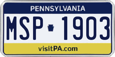 PA license plate MSP1903