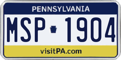 PA license plate MSP1904