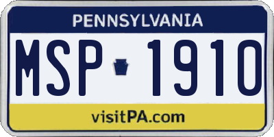 PA license plate MSP1910