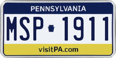 PA license plate MSP1911