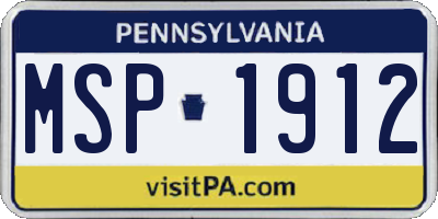 PA license plate MSP1912