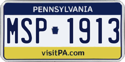PA license plate MSP1913