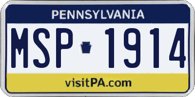 PA license plate MSP1914