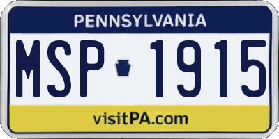PA license plate MSP1915