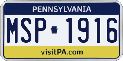 PA license plate MSP1916