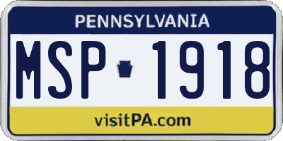 PA license plate MSP1918