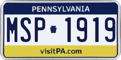 PA license plate MSP1919