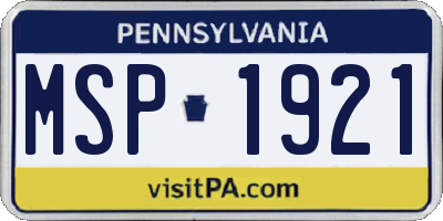 PA license plate MSP1921