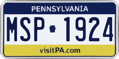 PA license plate MSP1924