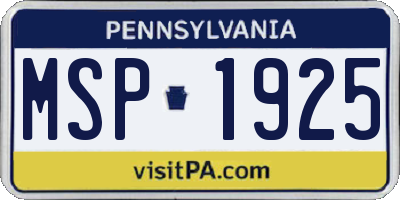 PA license plate MSP1925