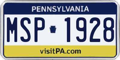 PA license plate MSP1928