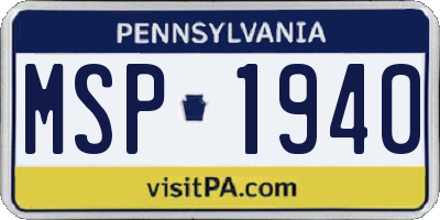 PA license plate MSP1940