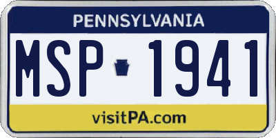 PA license plate MSP1941