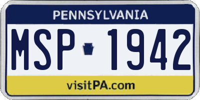 PA license plate MSP1942