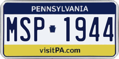 PA license plate MSP1944